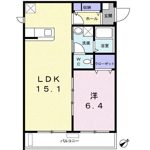 アビタシオンIII(1LDK/2階)の間取り写真
