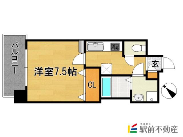 エンクレスト博多駅前III(1K/2階)の間取り写真
