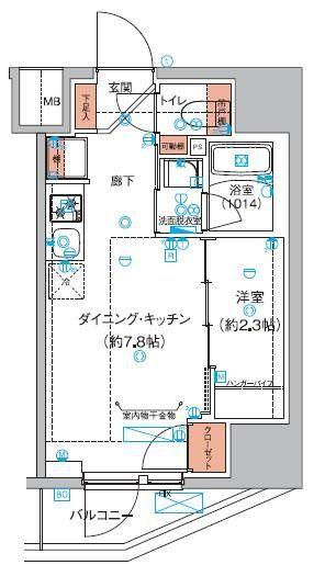 ハーモニーレジデンス巣鴨山手インサイド(1DK/1階)の間取り写真
