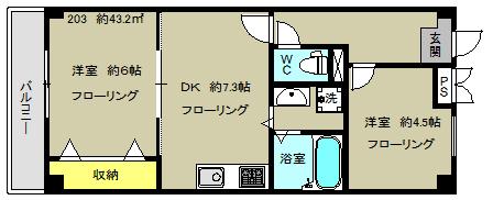 エンゼルハイム阿佐谷(2DK/2階)の間取り写真