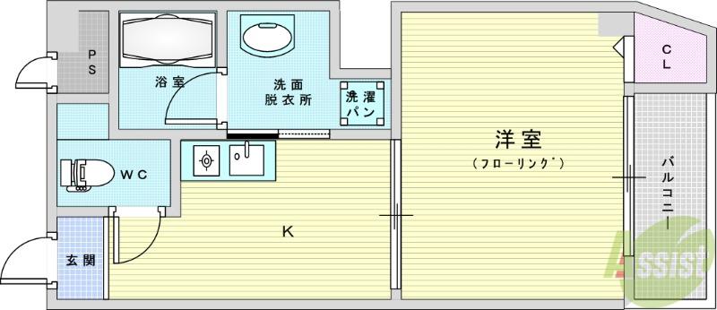 ハイツASK(1K/2階)の間取り写真