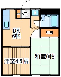 榎本コーポ3号棟(2DK/1階)の間取り写真