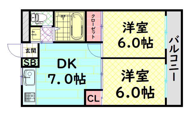 金岡コーポラス(2DK/2階)の間取り写真