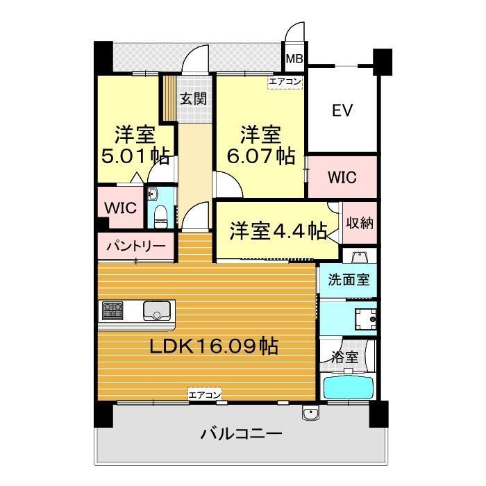 リヴィエール長府シーサイドヴィラ(3LDK/2階)の間取り写真
