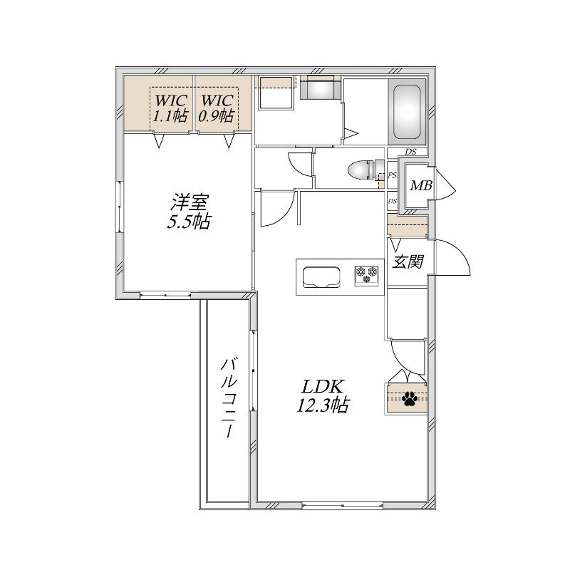 大宮区宮町メゾン(1LDK/3階)の間取り写真
