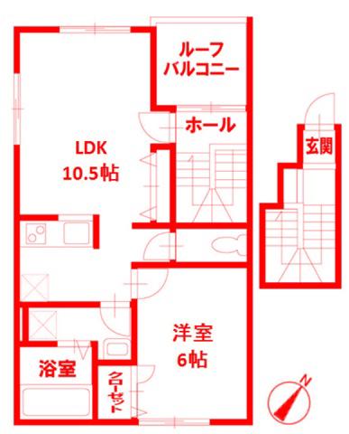グリーンフォレスト(1LDK/2階)の間取り写真