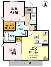 プリマベーラ八尾 A棟(2LDK/1階)の間取り写真