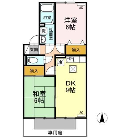 グランドソレーユS(2DK/1階)の間取り写真