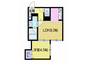 ラ・シュエット住ノ江(1LDK/3階)の間取り写真