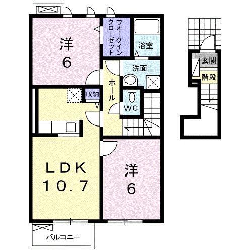 ルース デラ プレッソ III(2LDK/2階)の間取り写真