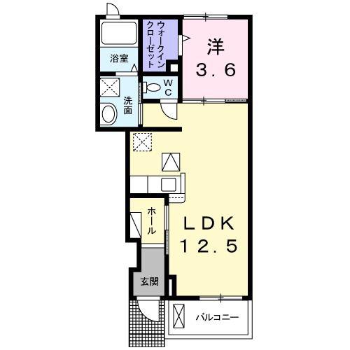 ノーブル・I(1LDK/1階)の間取り写真
