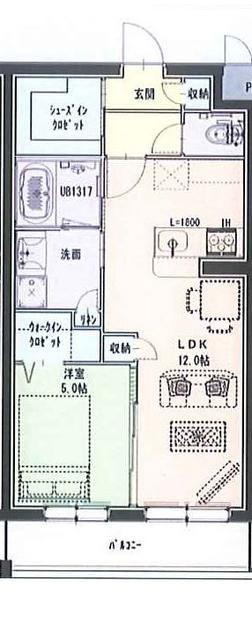 リリーコート本厚木(1LDK/1階)の間取り写真
