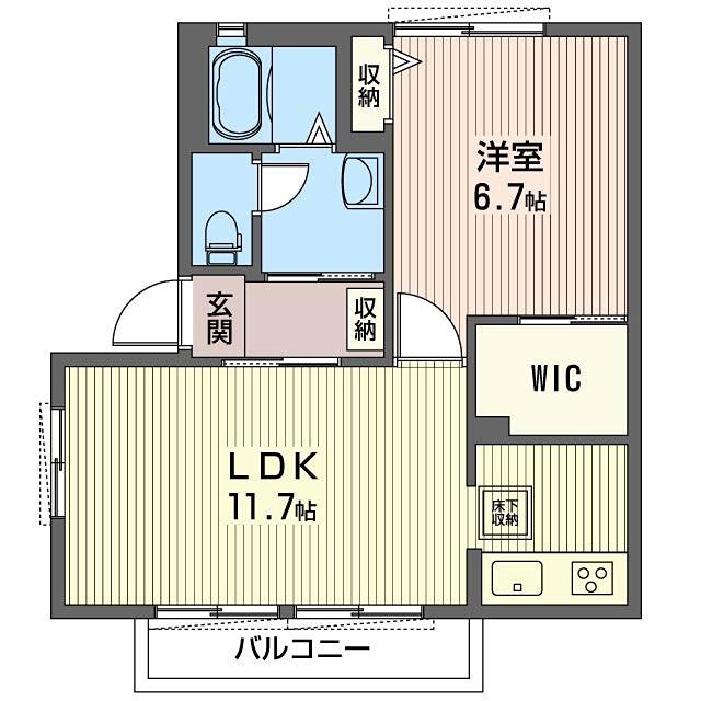 パインバレイF(1LDK/1階)の間取り写真