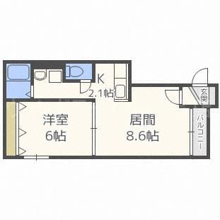 ピュア学園旭町(1LDK/4階)の間取り写真