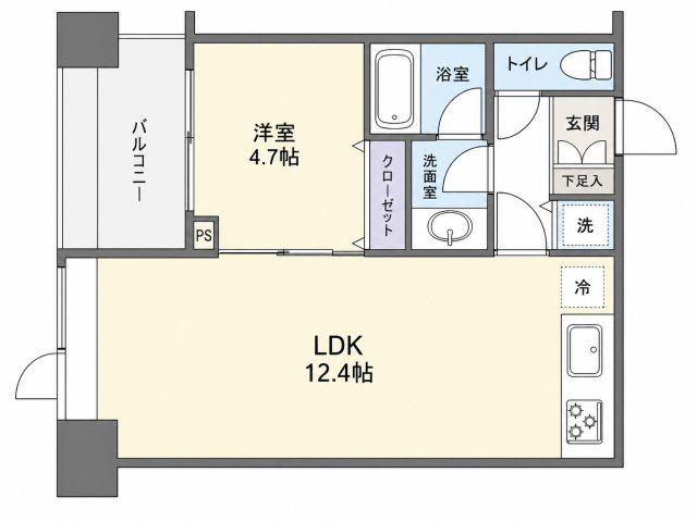 エルフレア駒沢(1LDK/6階)の間取り写真