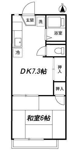 第2一友ハイツ(1DK/2階)の間取り写真