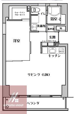 オーミルズ靱パーク(1LDK/4階)の間取り写真