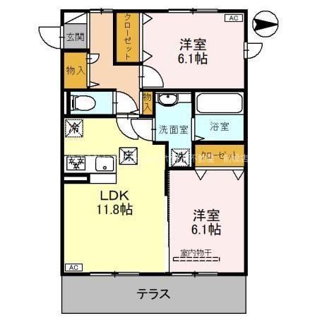 ブレグレース(2LDK/3階)の間取り写真