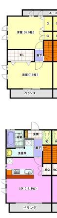 エストヴィラージュ(2LDK/1階)の間取り写真