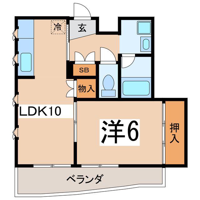 ジ・ウシロヤテラス(1LDK/2階)の間取り写真