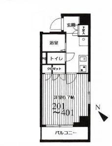 HF武蔵小山レジデンス(1K/6階)の間取り写真