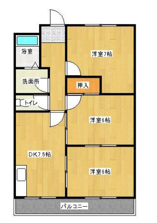 メゾンラフィーネ(3DK/4階)の間取り写真