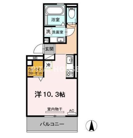 ナチュール(ワンルーム/2階)の間取り写真