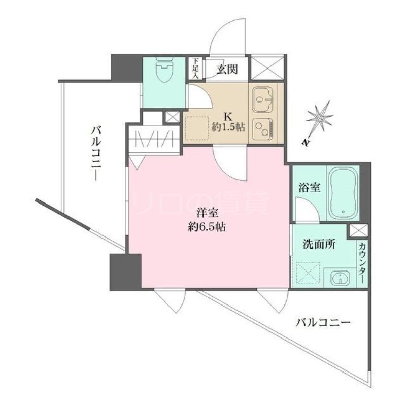 アジールコート品川(1K/5階)の間取り写真