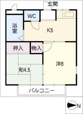 ジュネス千代田(2K/2階)の間取り写真