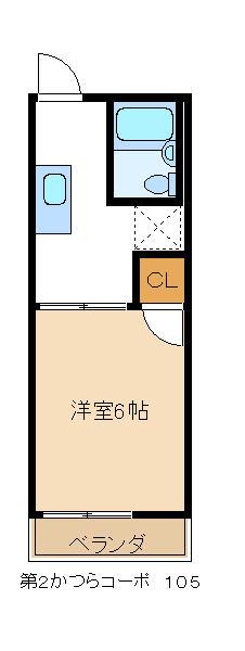 第2かつらコーポ(1K/2階)の間取り写真
