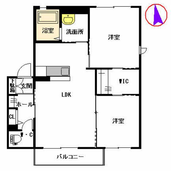 クレール・カメリア(2LDK/2階)の間取り写真