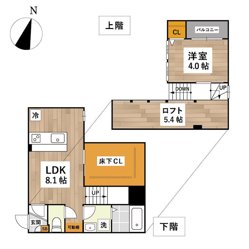 ADC野芥ザ・ガーデン(1LDK/1階)の間取り写真