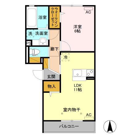 クオーレ(1LDK/2階)の間取り写真