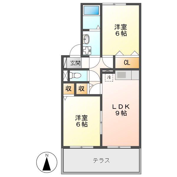 メゾンラフィーネ(2DK/1階)の間取り写真