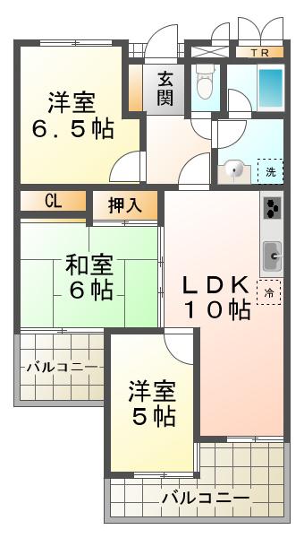 ガーデンハイツ桃山台壱(3LDK/1階)の間取り写真