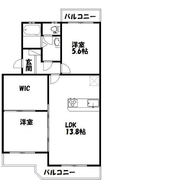 マンションアカンサス I(2LDK/2階)の間取り写真
