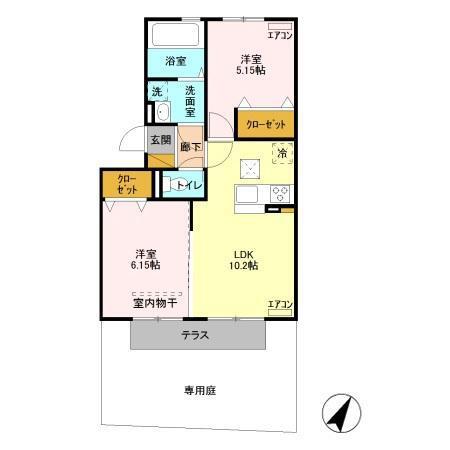 GLOIRE(2LDK/1階)の間取り写真