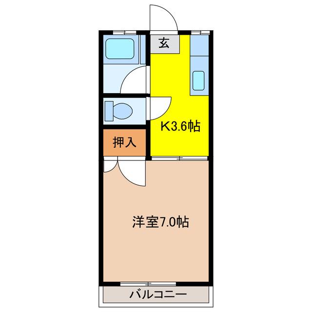 末広コーポ(1K/2階)の間取り写真