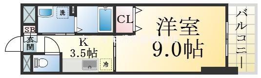 ドミール・シモハタ(1K/4階)の間取り写真