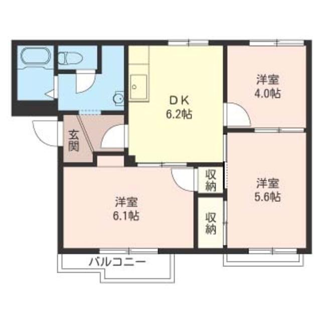 ハイツ美峰(3DK/2階)の間取り写真