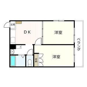 旭ヶ丘イースト(2DK/2階)の間取り写真