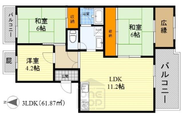 レジデンス吉川(3LDK/4階)の間取り写真