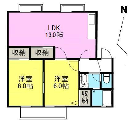 セジュール牟礼C(2LDK/1階)の間取り写真