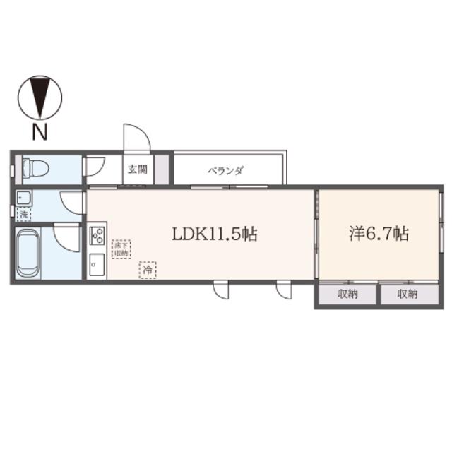 N ウエスト(1LDK/1階)の間取り写真