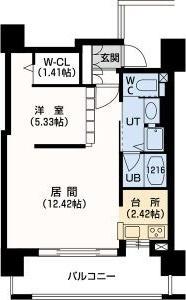 F141(1LDK/8階)の間取り写真