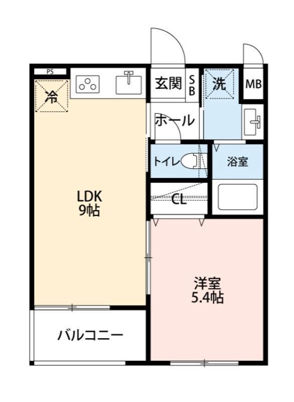 ノワ・メランジェ(1LDK/1階)の間取り写真