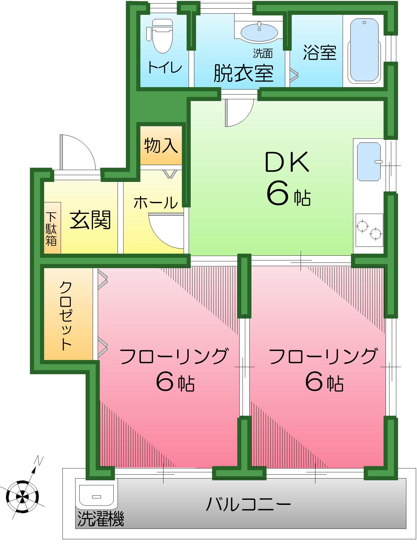 ハイムロワール(2DK/1階)の間取り写真