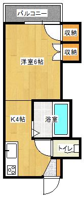 西原ビル(1K/3階)の間取り写真
