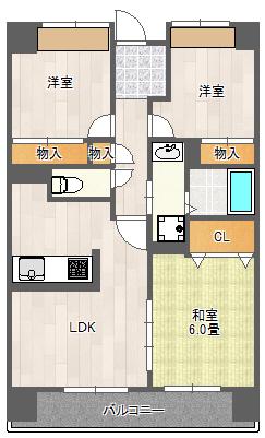 サニークレスト平野西脇(3LDK/8階)の間取り写真