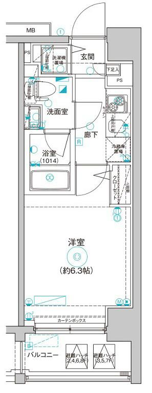LEA横濱ヴィヴァーチェ(1K/5階)の間取り写真